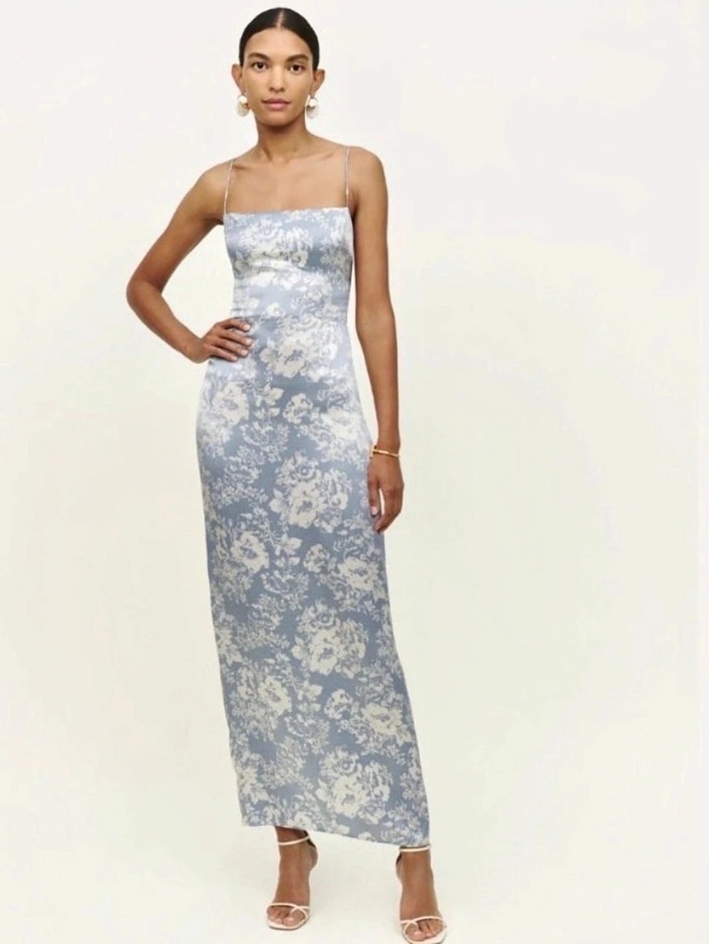 Reformation Floral Maxi Dress in Blue & White